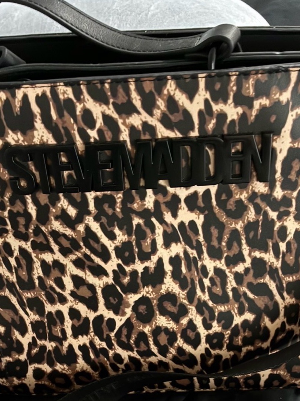 Steve Madden Leopard Print Tote in Black and Brown